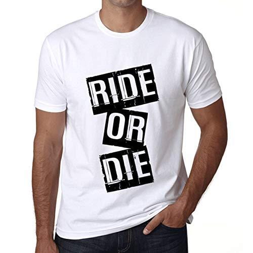 Ultrabasic - Homme T-Shirt Graphique Ride Or Die T-Shirt Cadeau Lettre d'impression Blanc