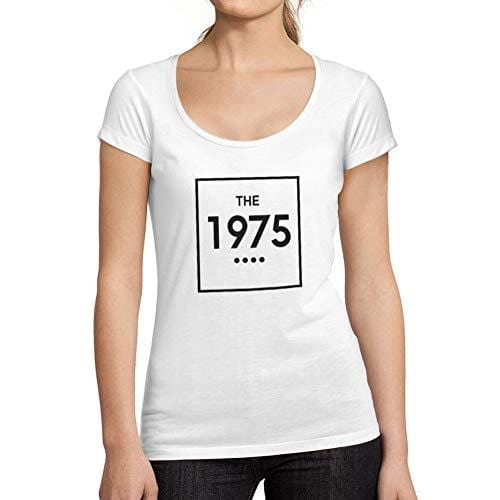 Ultrabasic - Tee-Shirt Femme col Rond Décolleté 1975 Ans Blanco