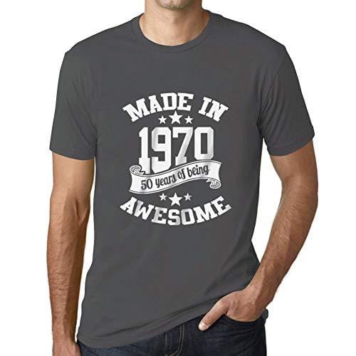 Ultrabasic - Homme T-Shirt Graphique Made in 1970 Idée Cadeau T-Shirt pour Le 50e Anniversaire Gris Souris