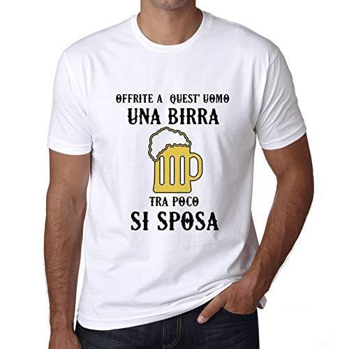 Ultrabasic - Homme Graphique Una Birra Tra Poco Si Sposa Impression de Lettre Tee Shirt Cadeau Blanco
