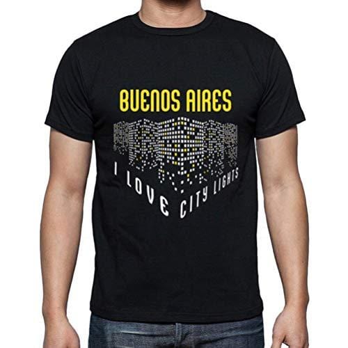 Ultrabasic - Homme T-Shirt Graphique J'aime Buenos Aires Lumières Noir Profond