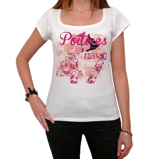 47 Poitires City With Number Womens Short Sleeve Round White T-Shirt 00008 - White / Xs - Casual