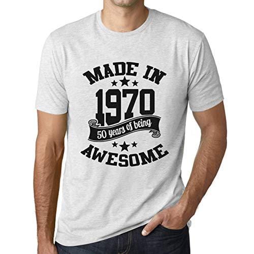 Ultrabasic - Homme T-Shirt Graphique Made in 1970 Idée Cadeau T-Shirt pour Le 50e Anniversaire Blanc Chiné
