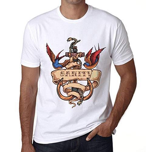 Ultrabasic - Homme T-Shirt Graphique Anchor Tattoo Sanity Blanc