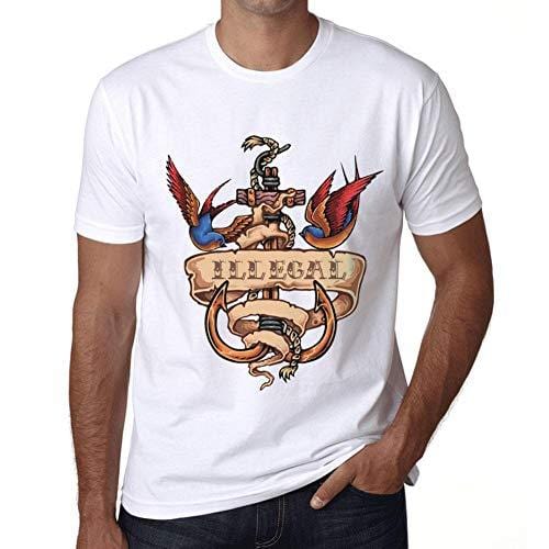 Ultrabasic - Homme T-Shirt Graphique Anchor Tattoo Illegal Blanc