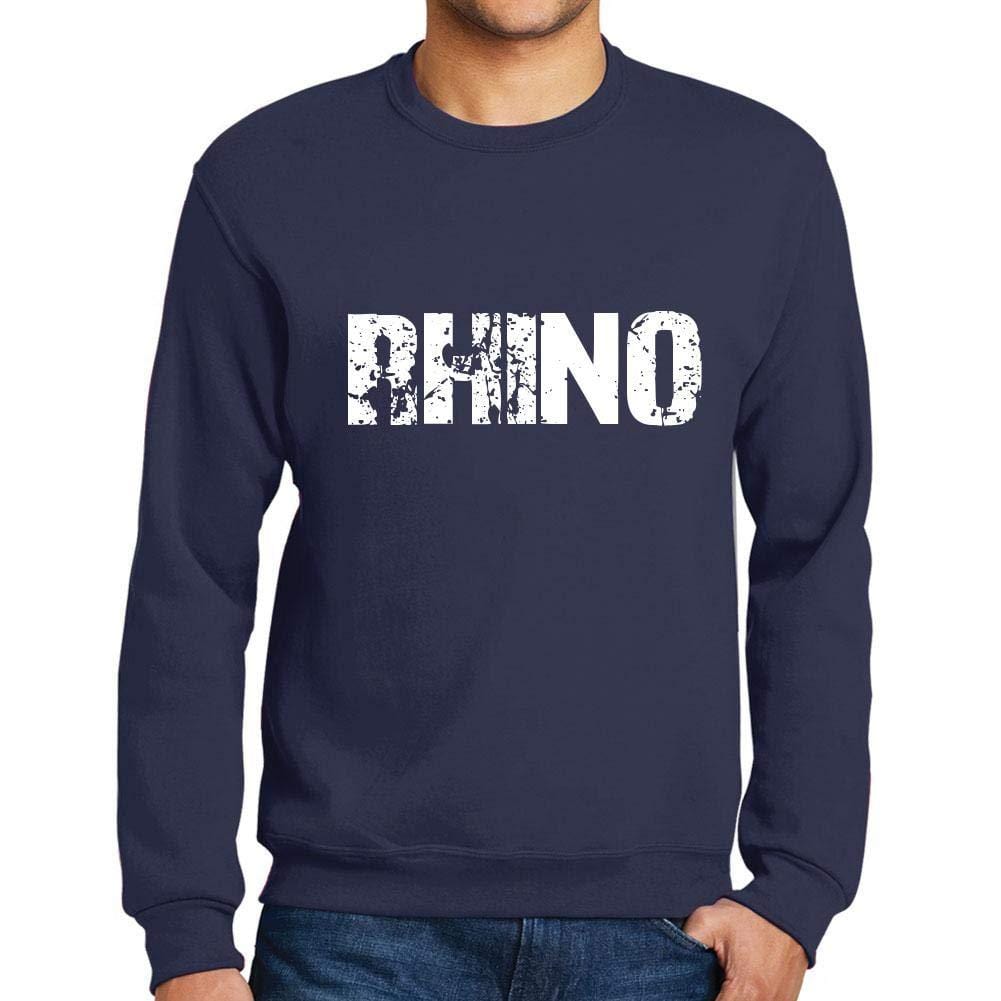 Homme Imprimé Graphique Sweat-Shirt Popular Words Rhino French Marine