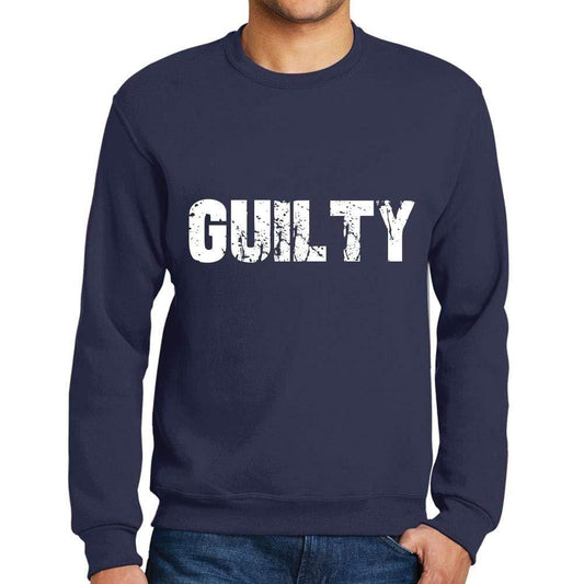 Ultrabasic Homme Imprimé Graphique Sweat-Shirt Popular Words Guilty French Marine