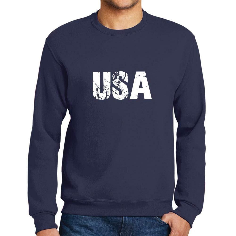 Ultrabasic Homme Imprimé Graphique Sweat-Shirt Popular Words USA French Marine