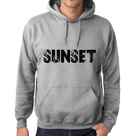 Homme Femme Unisex Sweat à Capuche Hoodie Popular Words Sunset Gris Chiné