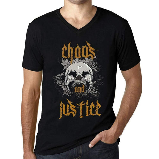 Ultrabasic - Homme Graphique Col V Tee Shirt Chaos and Justice Noir Profond