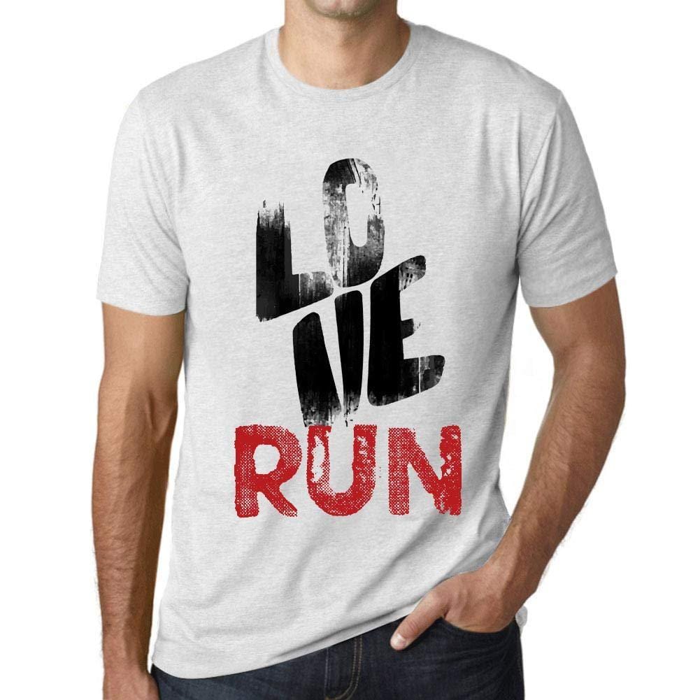 Ultrabasic - Homme T-Shirt Graphique Love Run Blanc Chiné