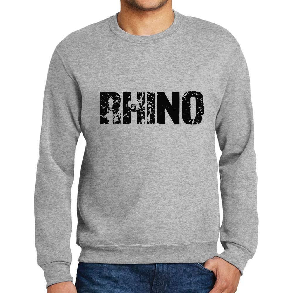 Homme Imprimé Graphique Sweat-Shirt Popular Words Rhino Gris Chiné