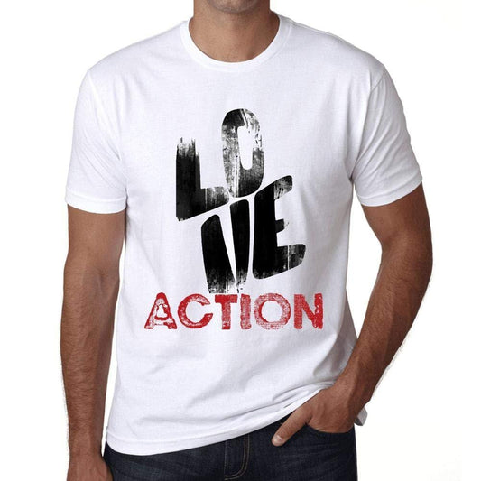 Ultrabasic - Homme T-Shirt Graphique Love Action Blanc