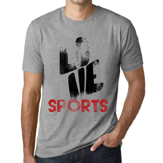 Ultrabasic - Homme T-Shirt Graphique Love Sports Gris Chiné