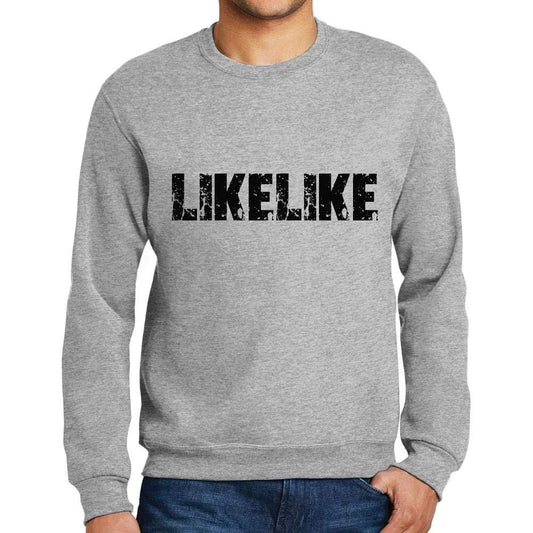 Ultrabasic Homme Imprimé Graphique Sweat-Shirt Popular Words LIKELIKE Gris Chiné