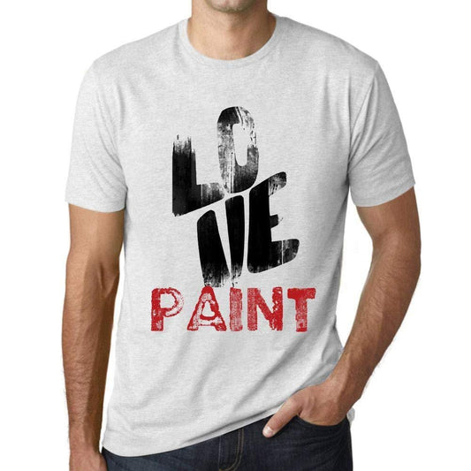 Ultrabasic - Homme T-Shirt Graphique Love Paint Blanc Chiné