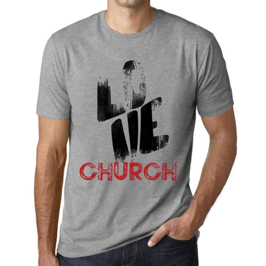 Ultrabasic - Homme T-Shirt Graphique Love Church Gris Chiné