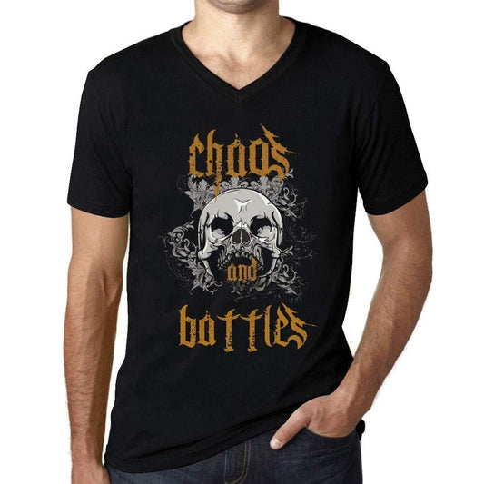 Ultrabasic - Homme Graphique Col V Tee Shirt Chaos and Battles Noir Profond