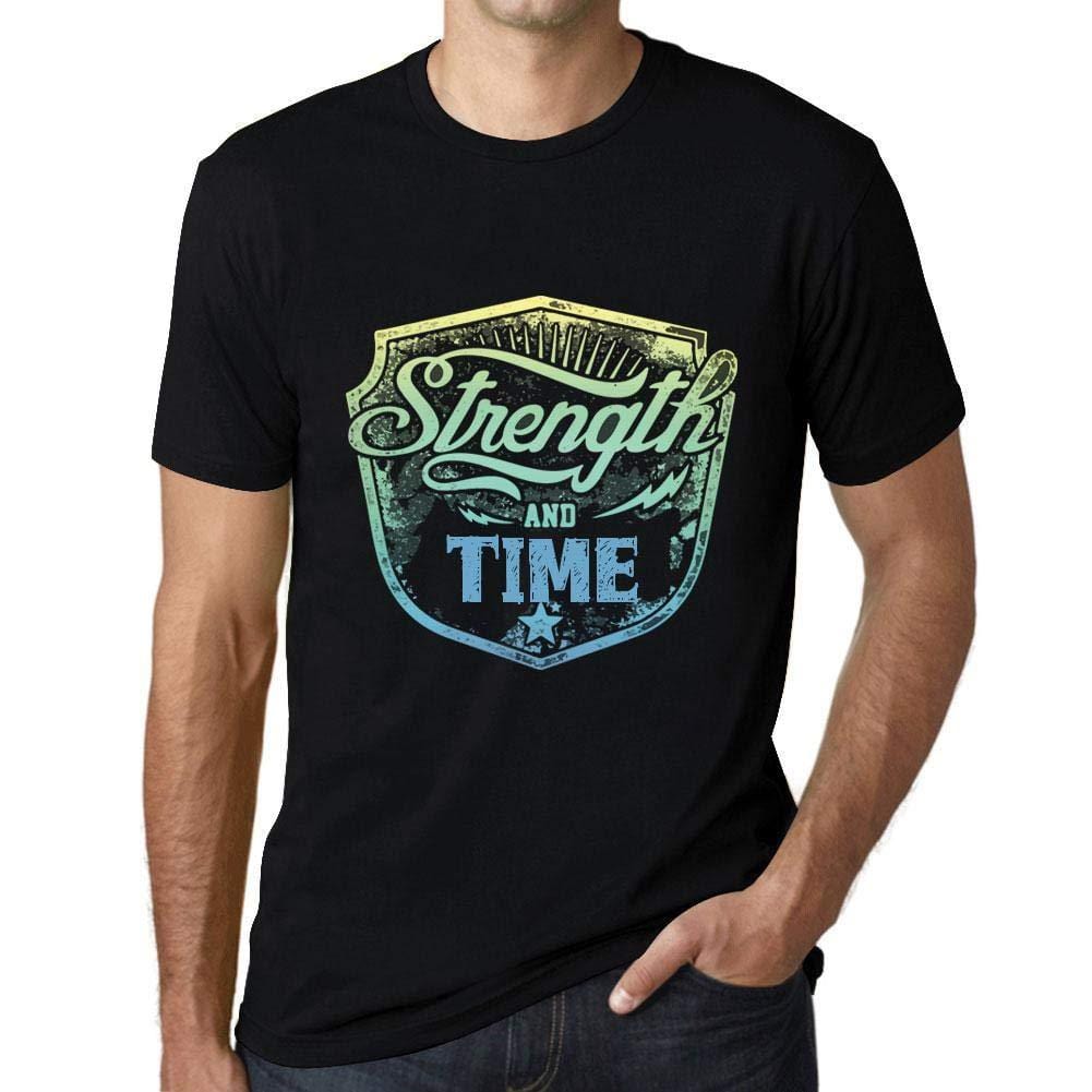 Homme T-Shirt Graphique Imprimé Vintage Tee Strength and Time Noir Profond