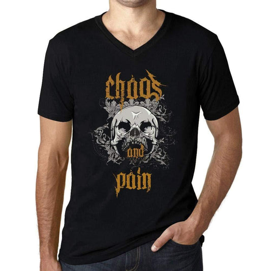 Ultrabasic - Homme Graphique Col V Tee Shirt Chaos and Pain Noir Profond