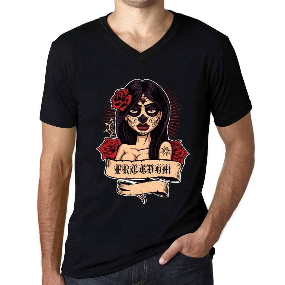 Ultrabasic - Homme Graphique Col V Tee Shirt Women Flower Tattoo Freedom