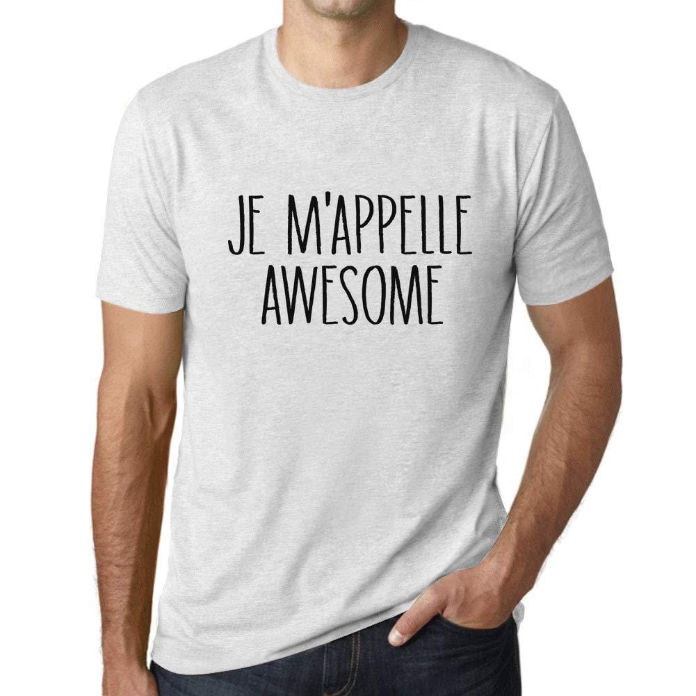 Ultrabasic - Homme Graphique Je m'appelle Awesome T-Shirt Blanc Lettre Blanc Chiné