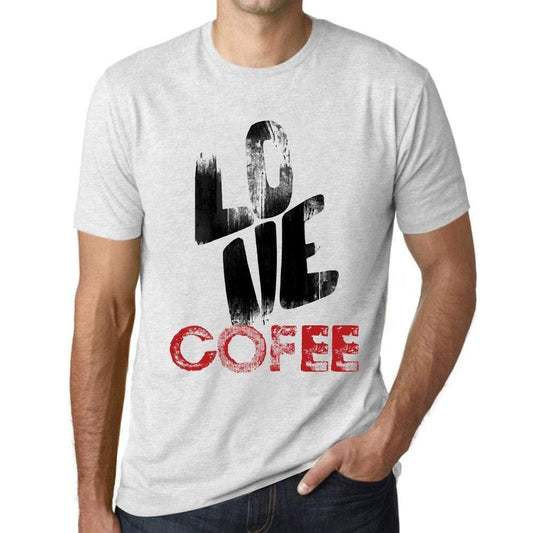 Ultrabasic - Homme T-Shirt Graphique Love Cofee Blanc Chiné