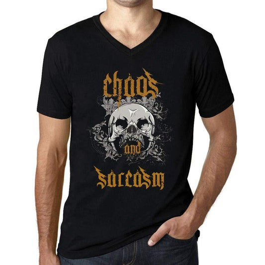 Ultrabasic - Homme Graphique Col V Tee Shirt Chaos and Sarcasm Noir Profond