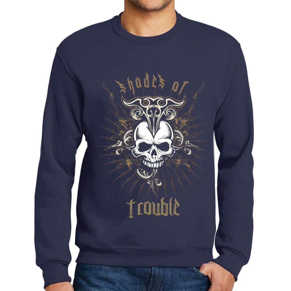 Ultrabasic - Homme Graphique Shades of Trouble T-Shirt Imprimé Lettres Marine