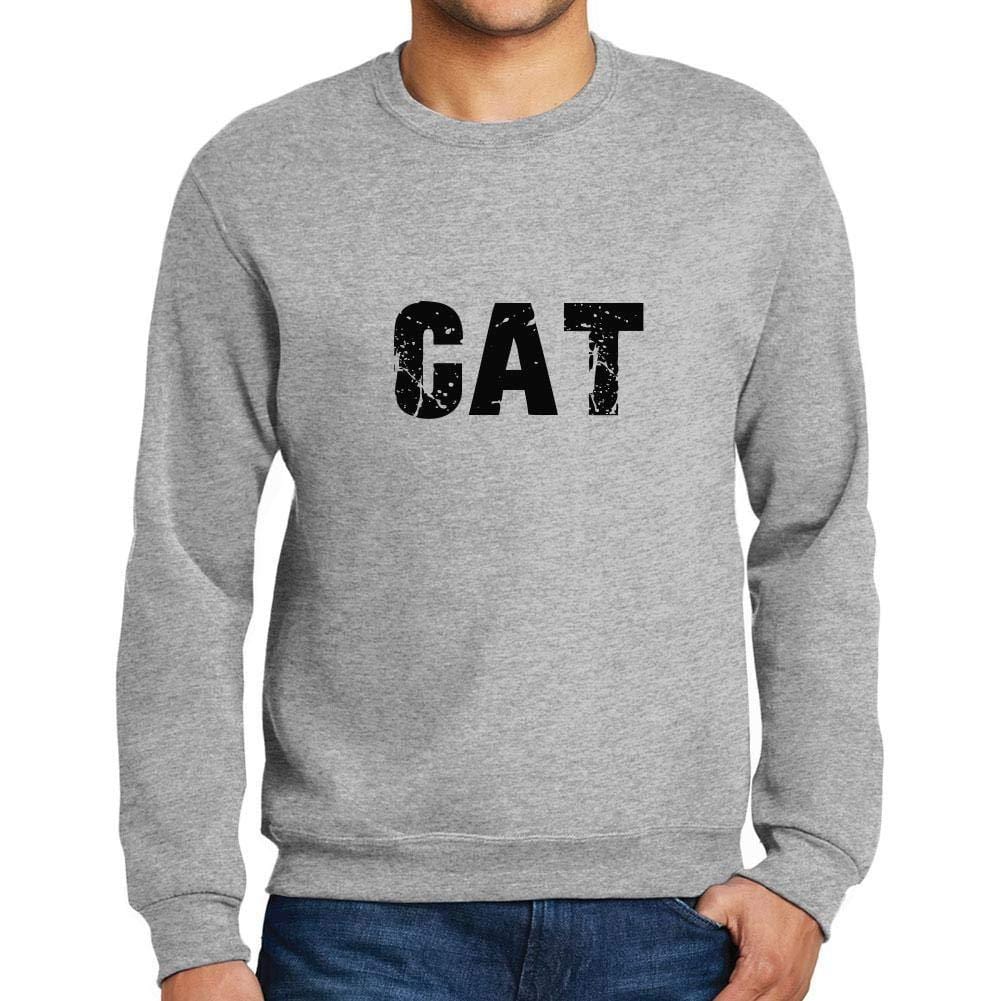 Ultrabasic Homme Imprimé Graphique Sweat-Shirt Popular Words Cat Gris Chiné