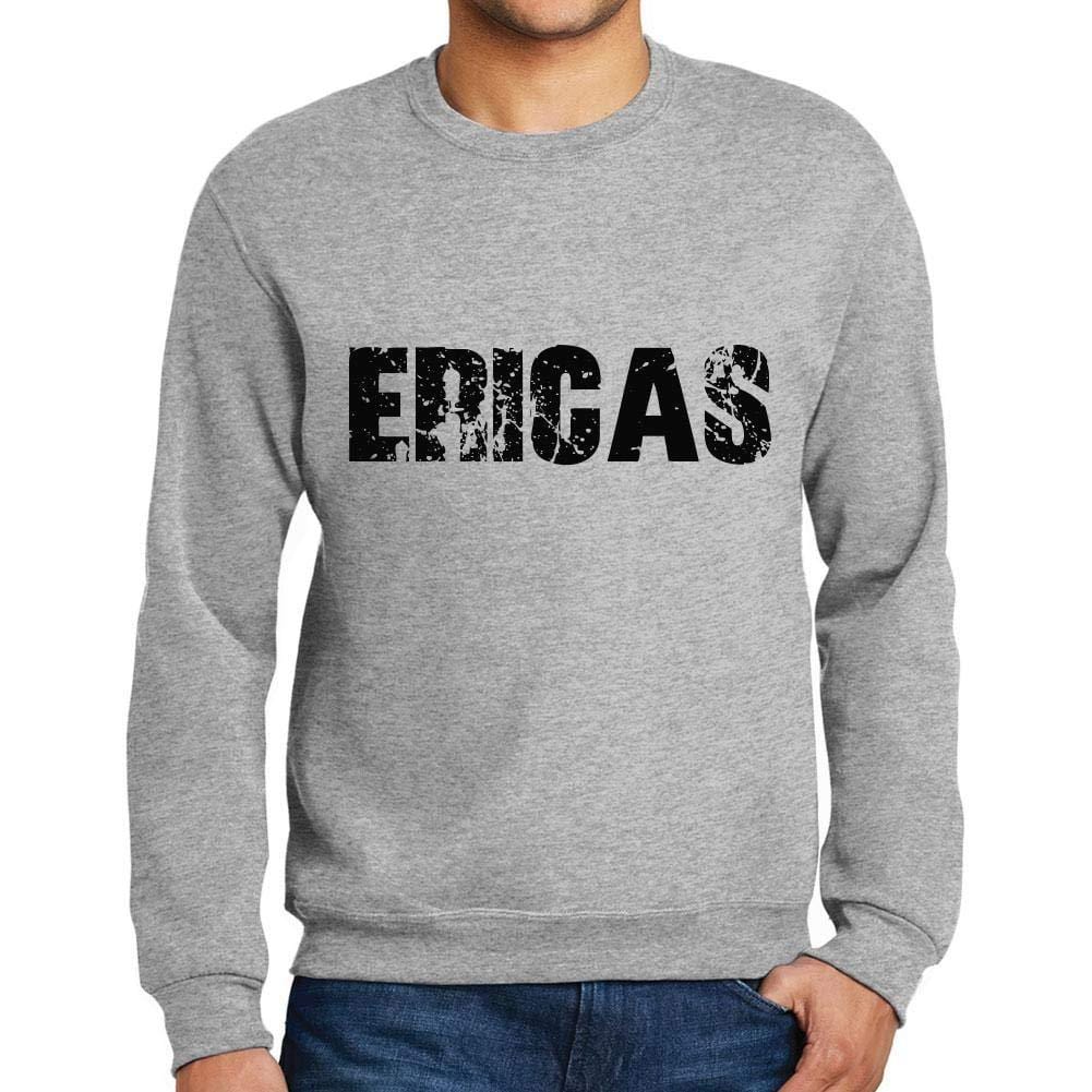 Ultrabasic Homme Imprimé Graphique Sweat-Shirt Popular Words ERICAS Gris Chiné