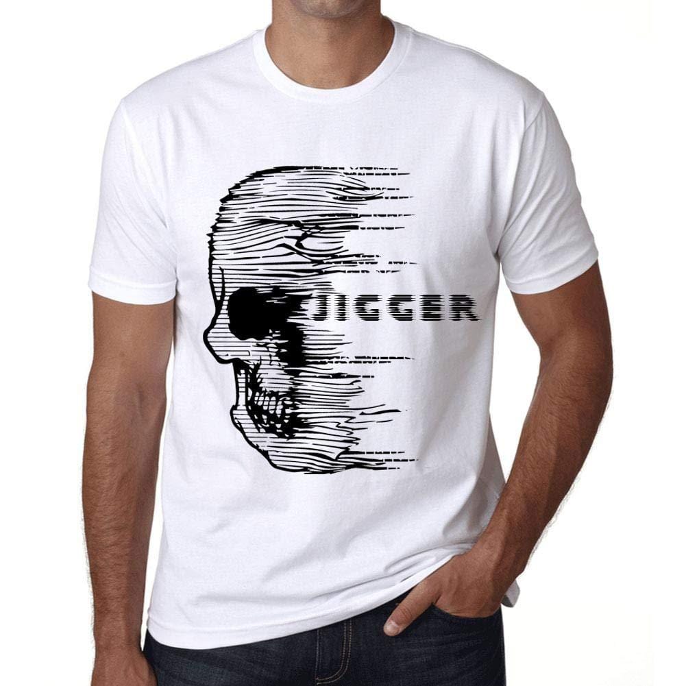 Homme T-Shirt Graphique Imprimé Vintage Tee Anxiety Skull Jigger Blanc