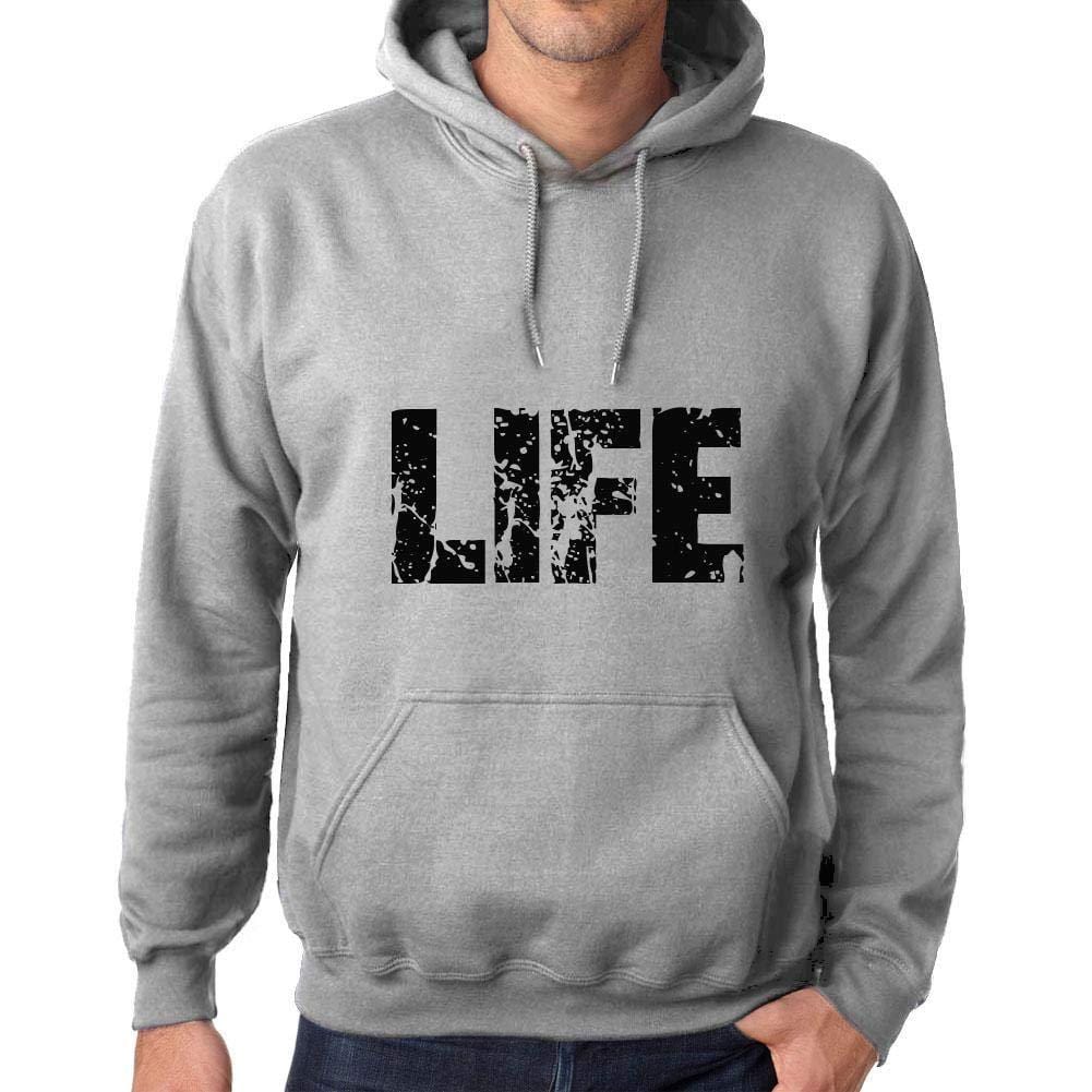 Ultrabasic Homme Femme Unisex Sweat à Capuche Hoodie Popular Words Life Gris Chiné