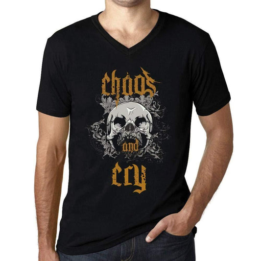 Ultrabasic - Homme Graphique Col V Tee Shirt Chaos and Cry Noir Profond