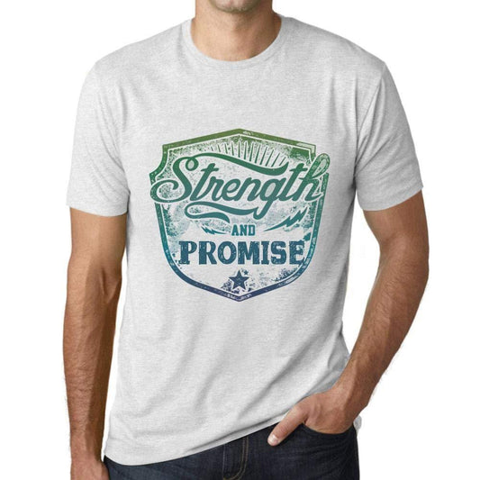 Homme T-Shirt Graphique Imprimé Vintage Tee Strength and Promise Blanc Chiné