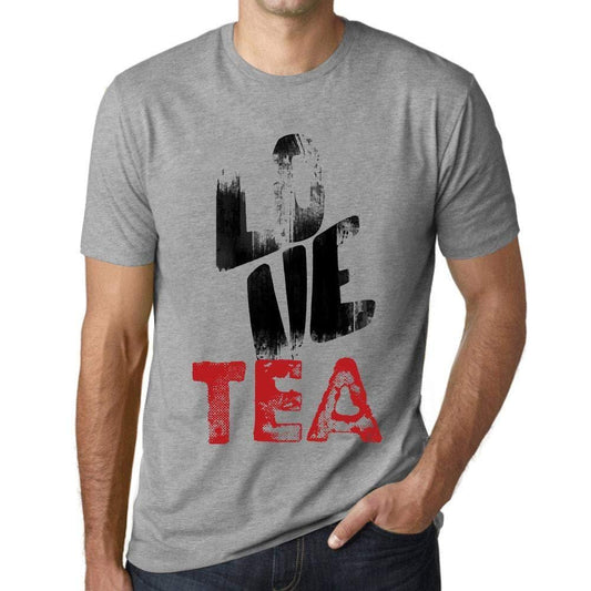 Ultrabasic - Homme T-Shirt Graphique Love Tea Gris Chiné
