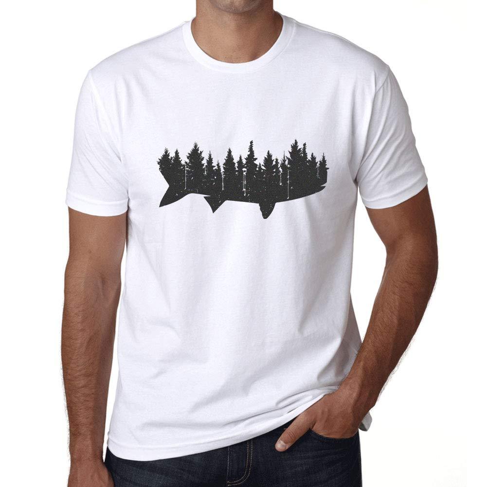 Ultrabasic - Graphic Printed Men's Fish and Forest Tri-Blend T-Shirt