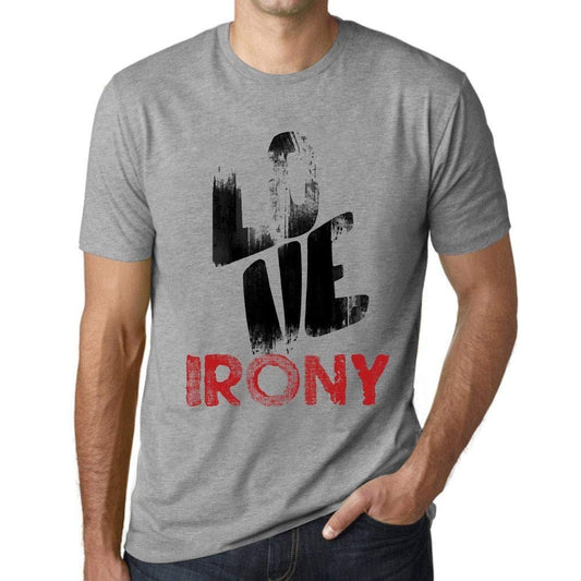 Ultrabasic - Homme T-Shirt Graphique Love Irony Gris Chiné