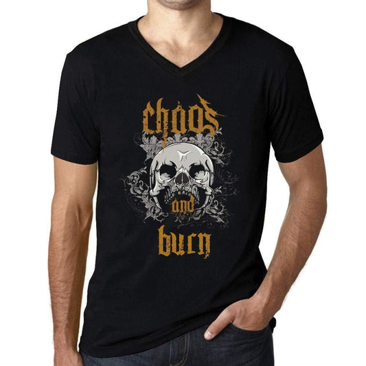 Ultrabasic - Homme Graphique Col V Tee Shirt Chaos and Burn Noir Profond