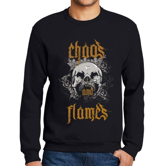 Ultrabasic - Homme Imprimé Graphique Sweat-Shirt Chaos and Flames Noir Profond