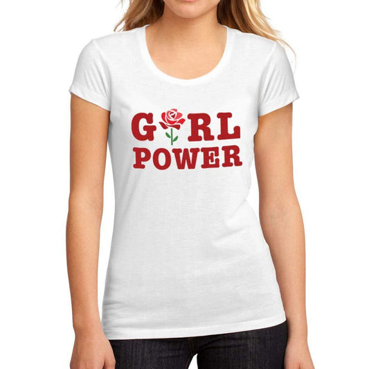 Femme Graphique Tee Shirt Girl Power Flower Blanc