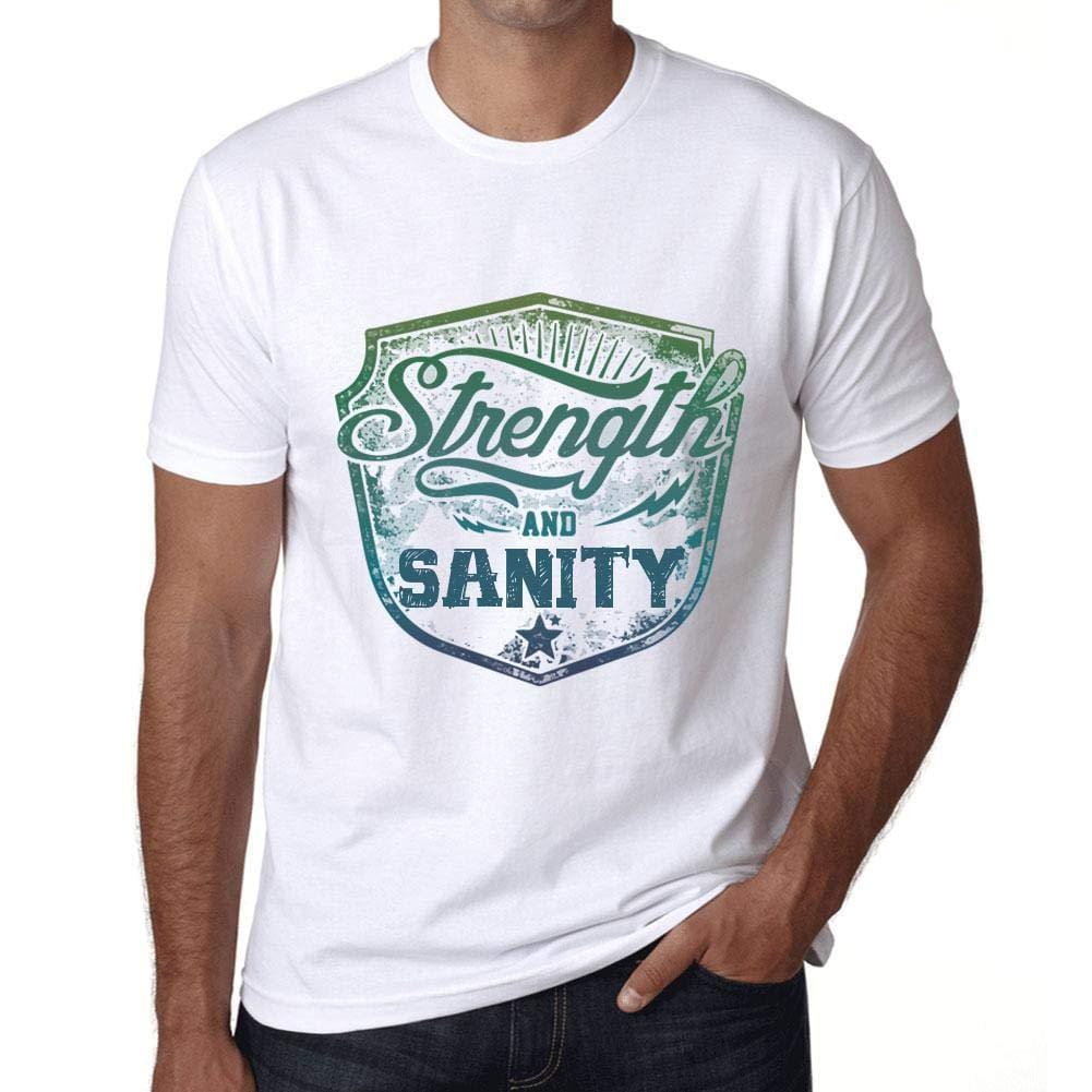 Homme T-Shirt Graphique Imprimé Vintage Tee Strength and Sanity Blanc