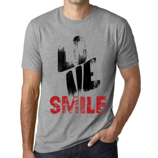 Ultrabasic - Homme T-Shirt Graphique Love Smile Gris Chiné