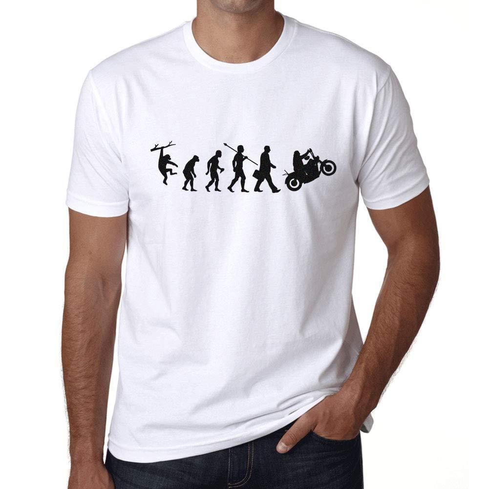 Ultrabasic - Homme T-Shirt Graphique Evolution Moto Blanc
