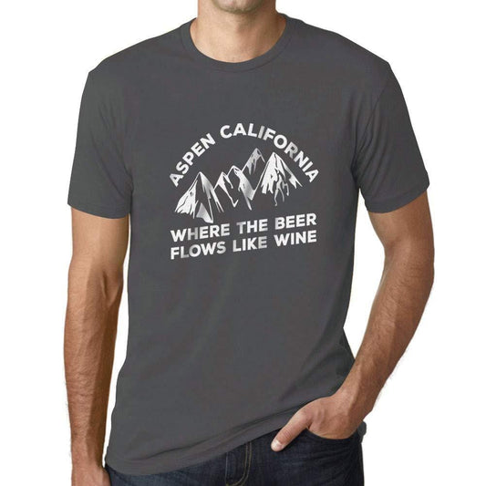 Ultrabasic - Homme T-Shirt Graphique Aspen California Gris Souris