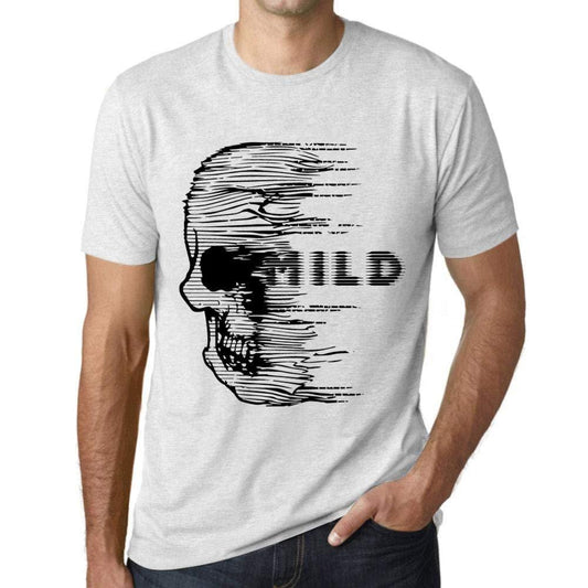Homme T-Shirt Graphique Imprimé Vintage Tee Anxiety Skull Mild Blanc Chiné