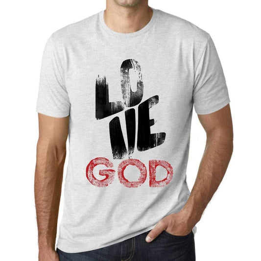 Ultrabasic - Homme T-Shirt Graphique Love God Blanc Chiné