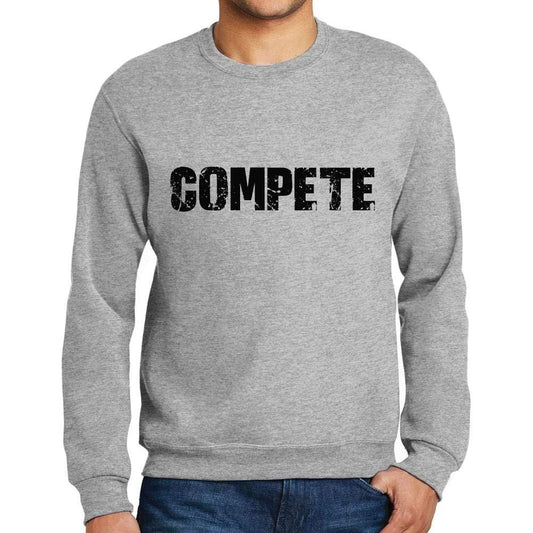 Ultrabasic Homme Imprimé Graphique Sweat-Shirt Popular Words Compete Gris Chiné