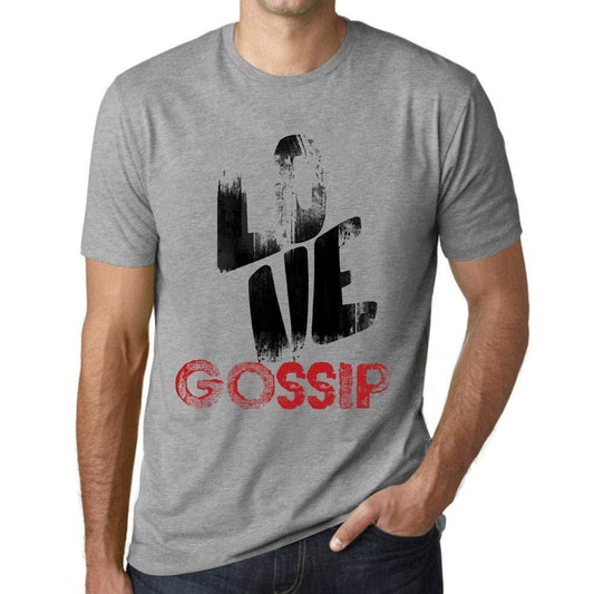 Ultrabasic - Homme T-Shirt Graphique Love Gossip Gris Chiné