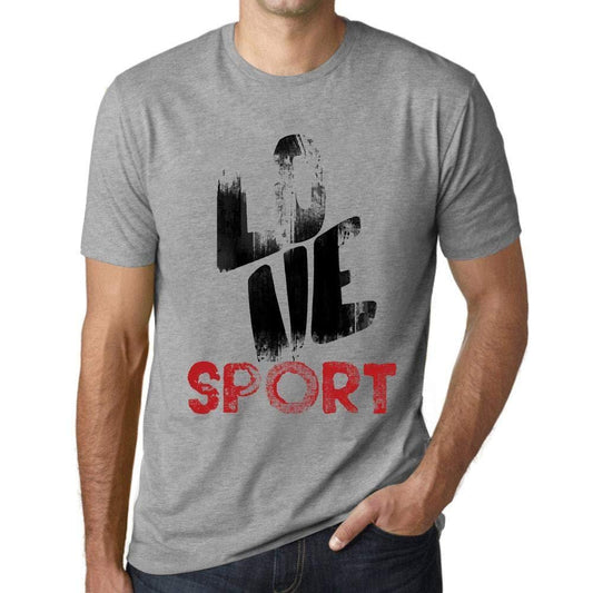 Ultrabasic - Homme T-Shirt Graphique Love Sport Gris Chiné